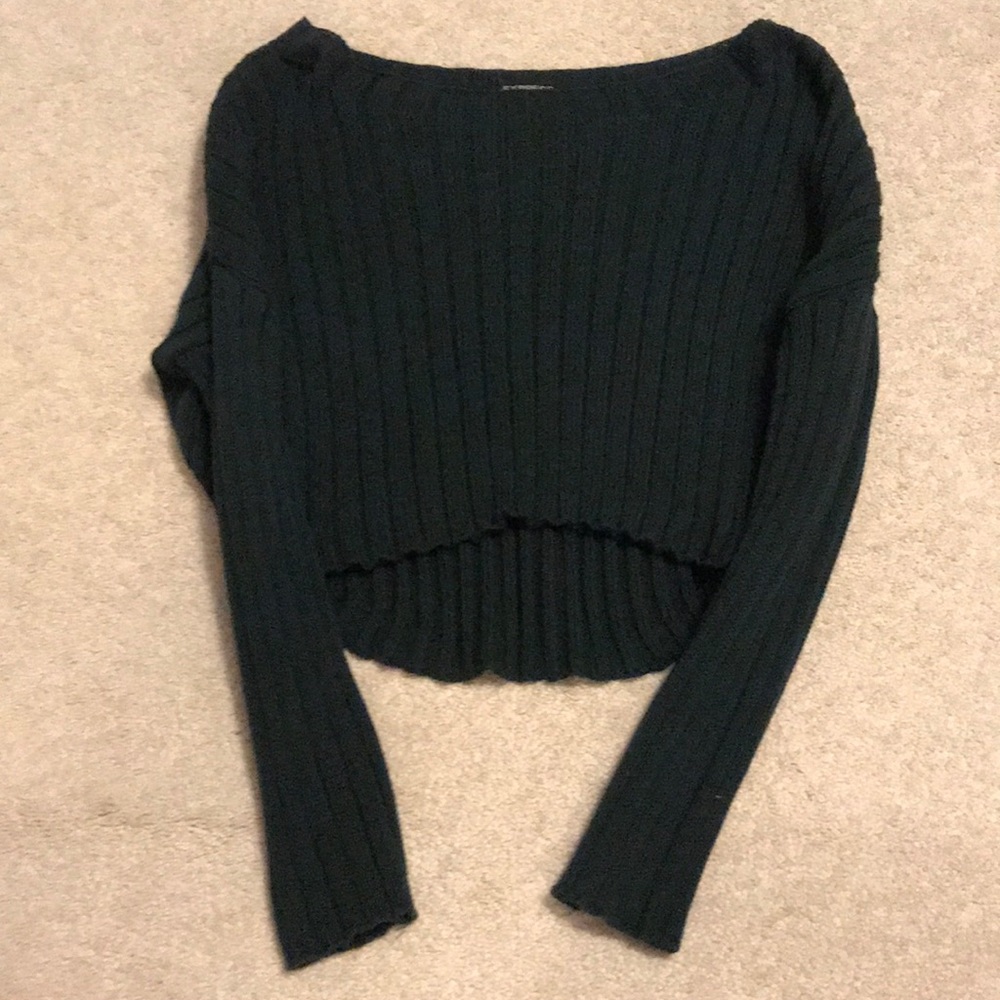 Emerald green express sweater cropped